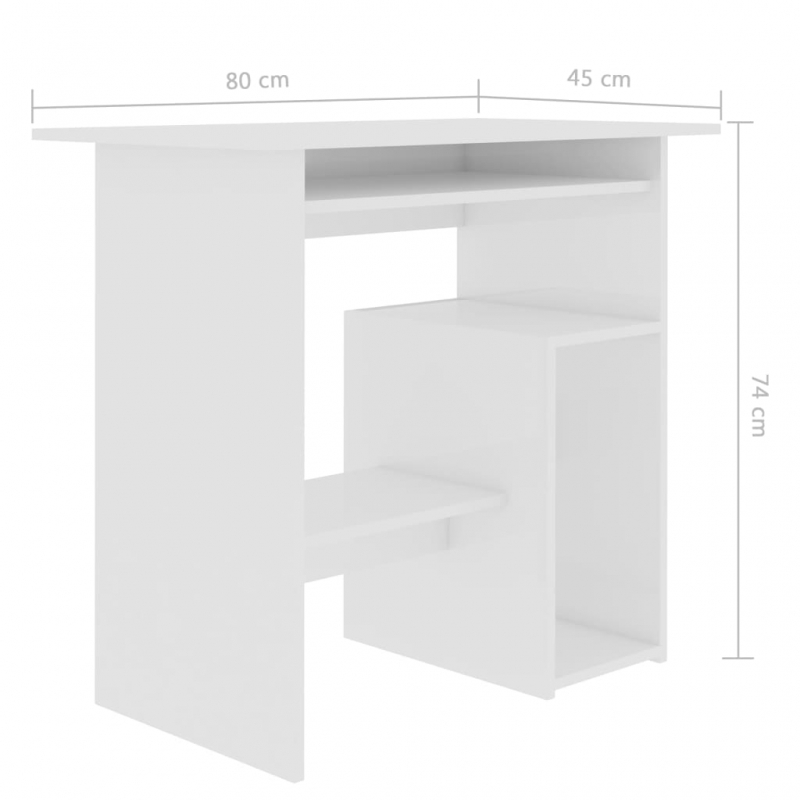 Schreibtisch Hochglanz-Weiß 80x45x74 cm Holzwerkstoff