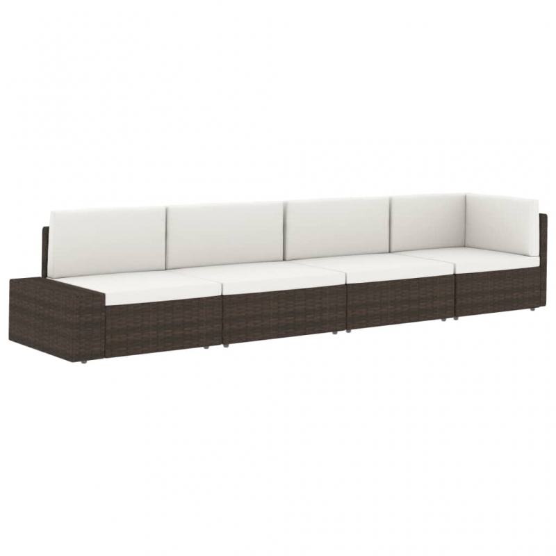 Modulares 3-Sitzer-Sofa Poly Rattan Schwarz