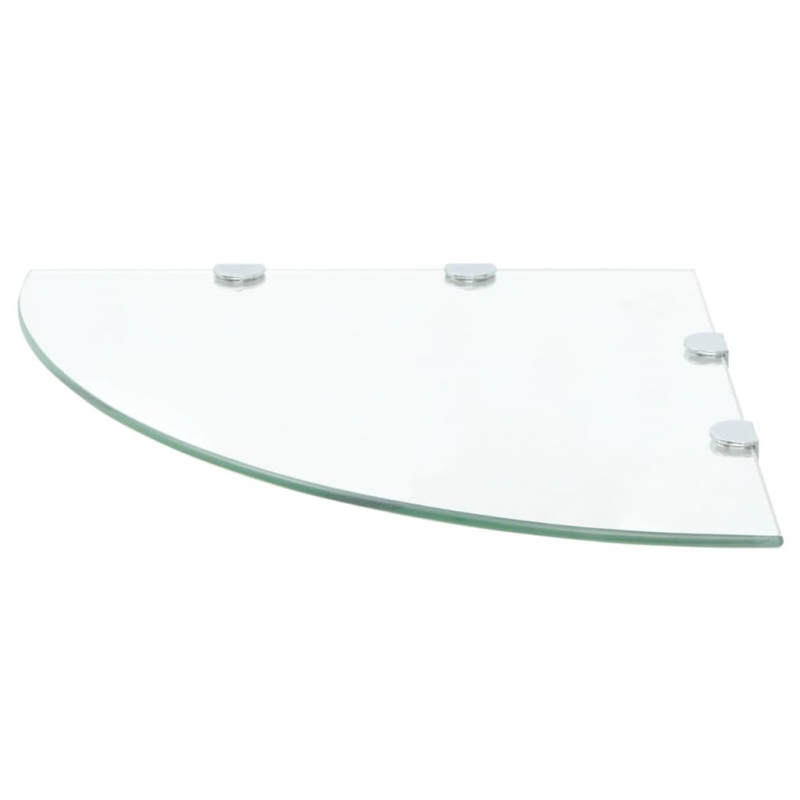 Eckregale 2 Stk. mit verchromten Halterungen Glas Transparent