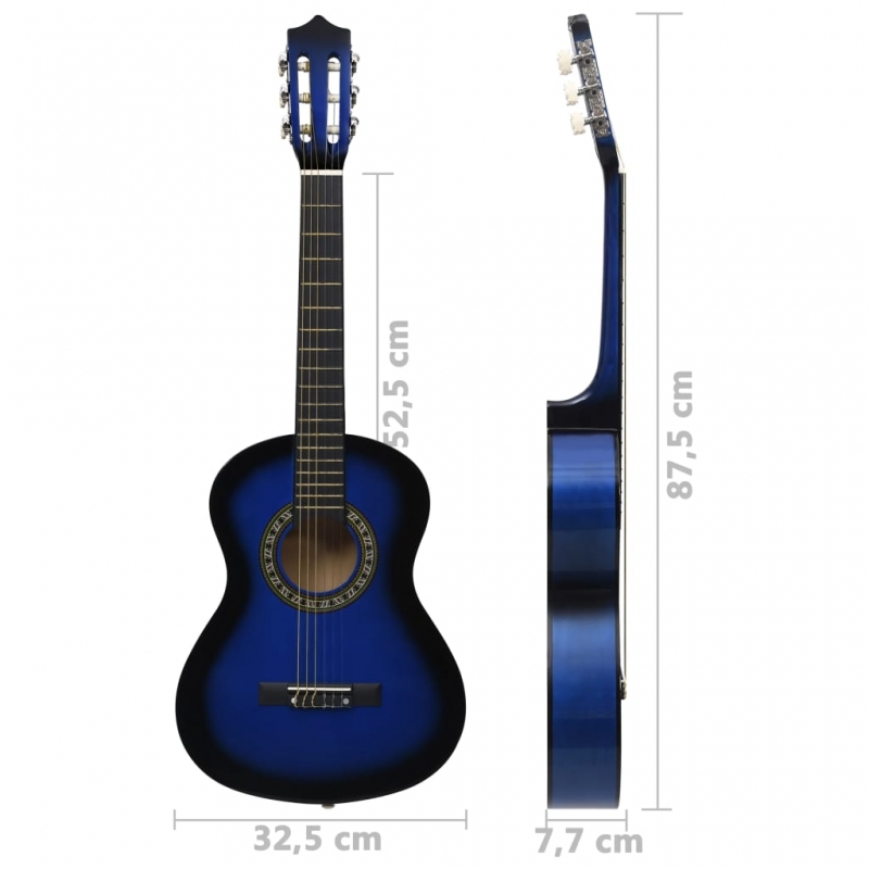 Klassikgitarre für Anfänger und Kinder Blau 1/2 34