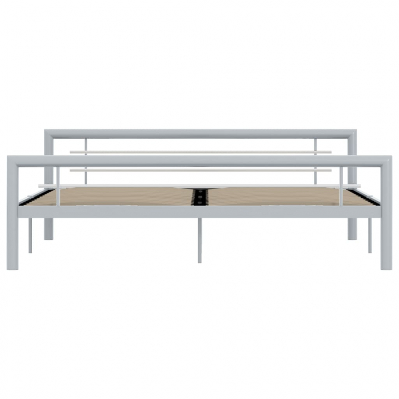 Bettgestell Grau und Weiß Metall 180 × 200 cm