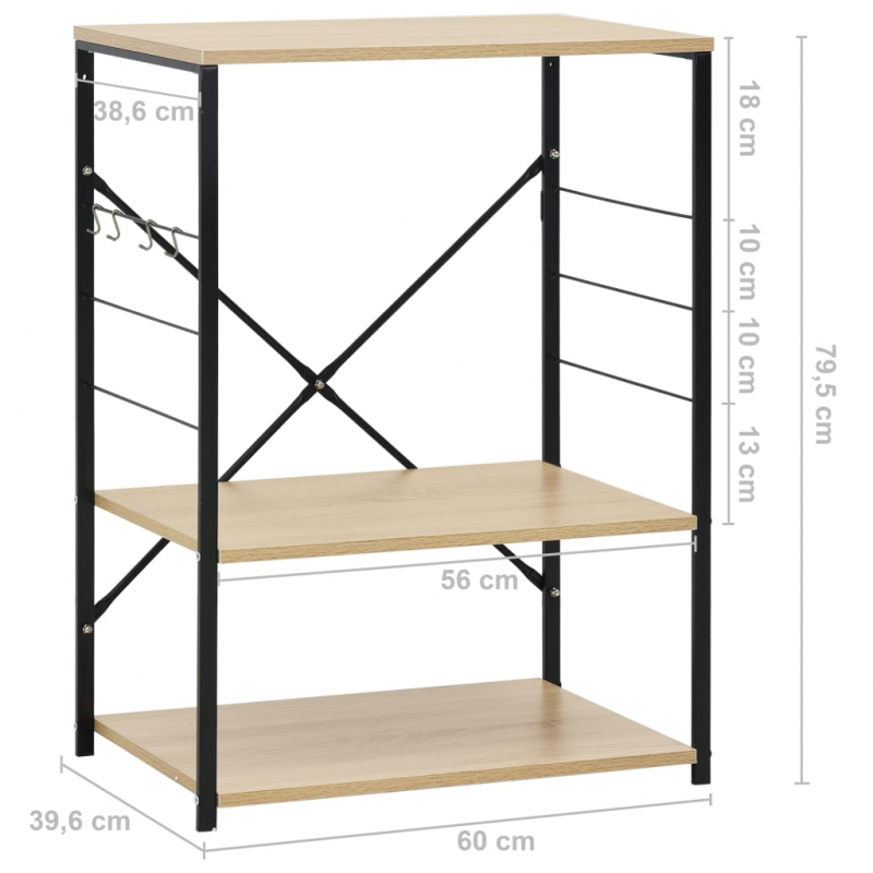 Mikrowellenregal Schwarz Eiche 60×39,6×79,5 cm Holzwerkstoff