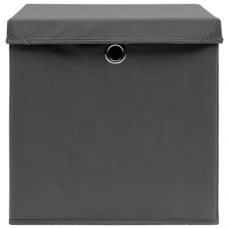 Aufbewahrungsboxen mit Deckeln 10 Stk. Grau 32x32x32 cm Stoff