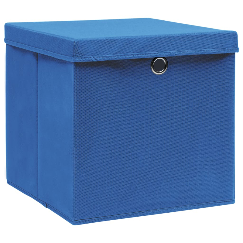 Aufbewahrungsboxen mit Deckeln 4 Stk. Blau 32x32x32 cm Stoff