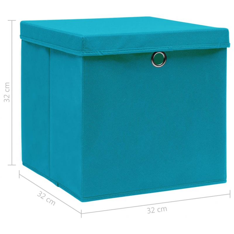 Aufbewahrungsboxen mit Deckeln 4 Stk. Babyblau 32x32x32cm Stoff