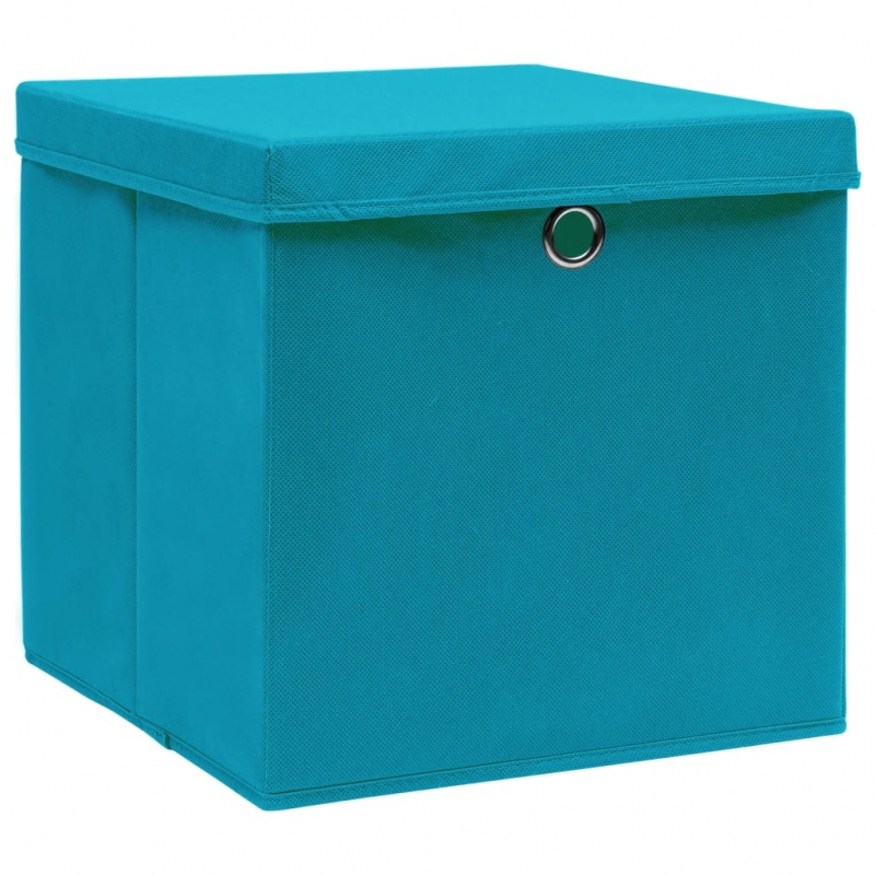 Aufbewahrungsboxen mit Deckeln 10Stk. Babyblau 32x32x32cm Stoff