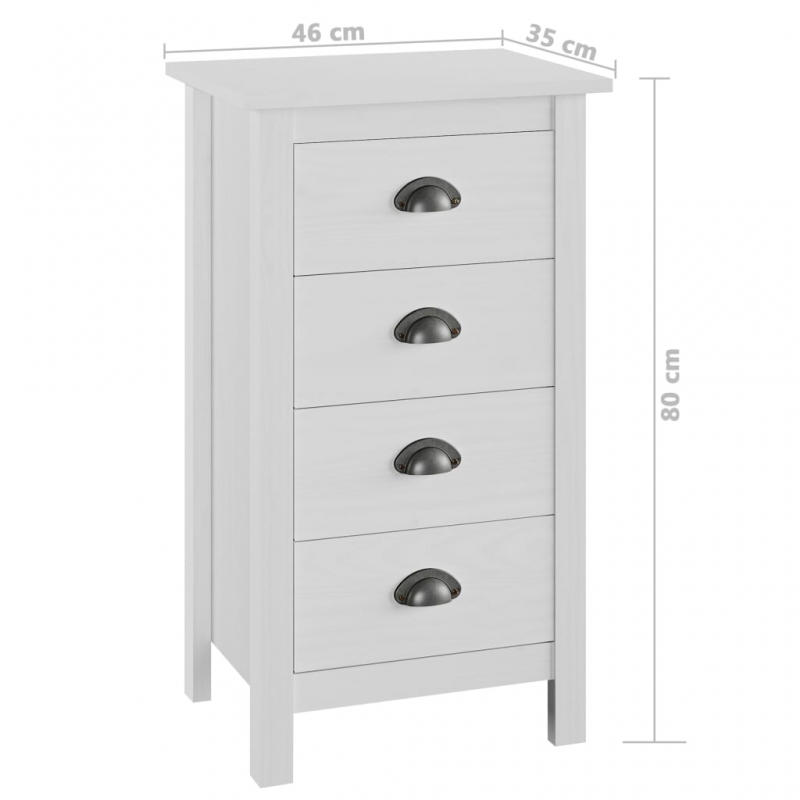 Sideboard Hill Weiß 46x35x80 cm Massivholz Kiefer
