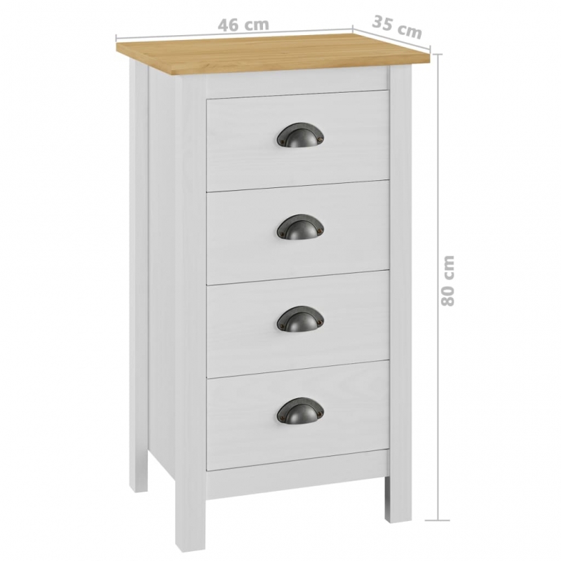Sideboard Hill Weiß 46x35x80 cm Massivholz Kiefer