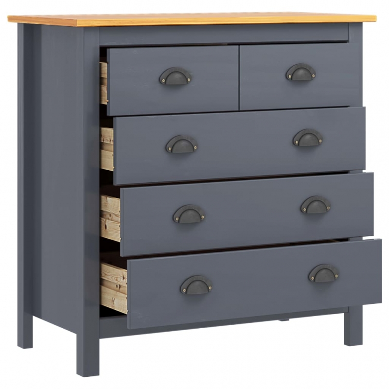 Sideboard Hill Grau 79x40x80 cm Massivholz Kiefer