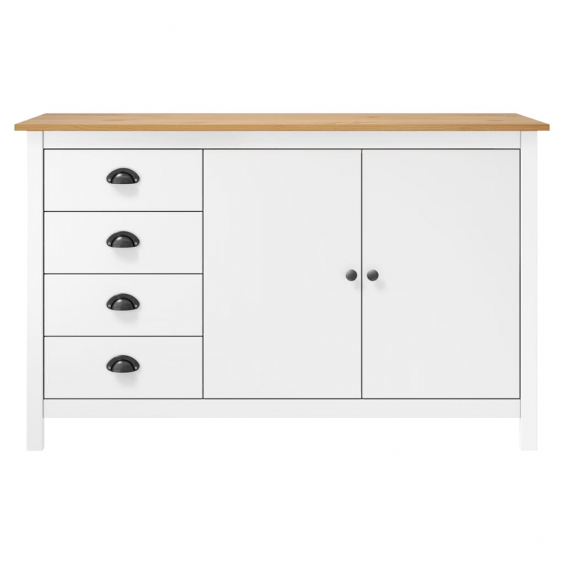 Sideboard Hill Weiß 130x40x80 cm Massivholz Kiefer