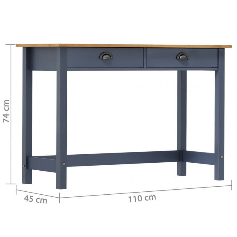 Konsolentisch Hill 2 Schubladen Grau 110x45x74 cm Kiefernholz