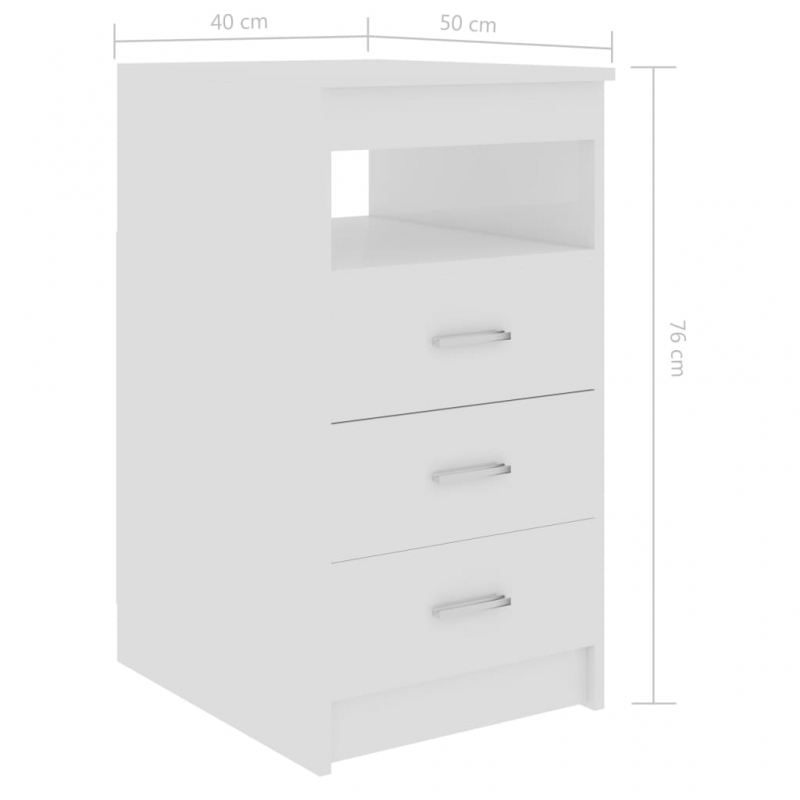 Sideboard Schubladen Hochglanz-Weiß 40x50x76 cm Holzwerkstoff