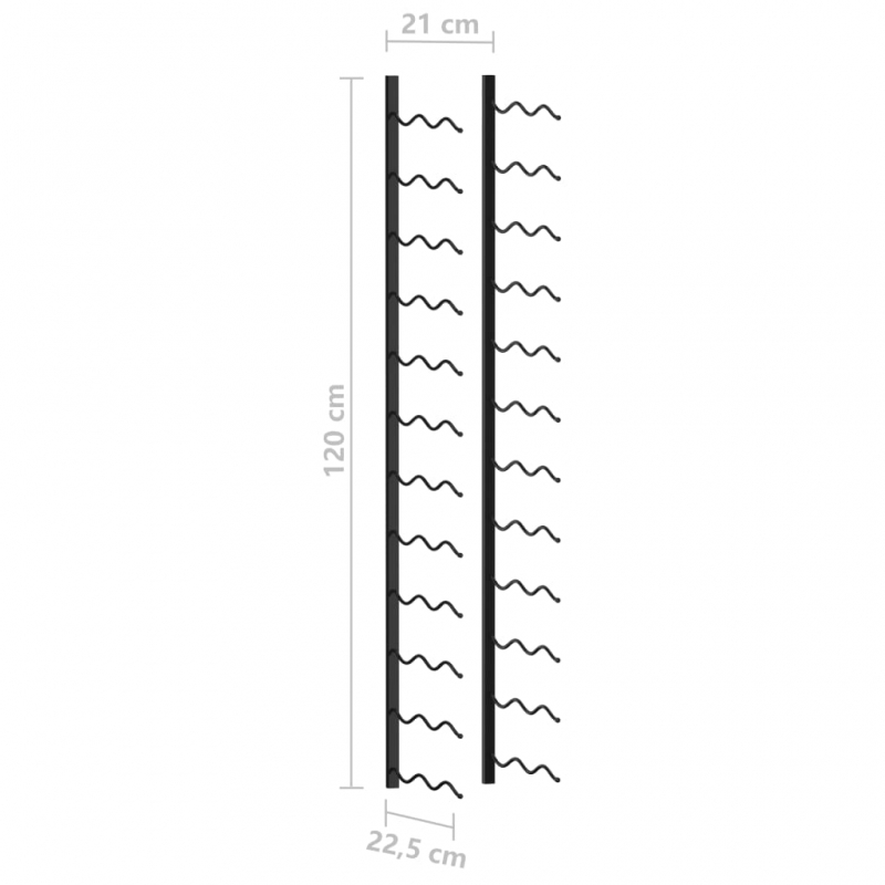 Wand-Weinregal für 24 Flaschen Schwarz Eisen