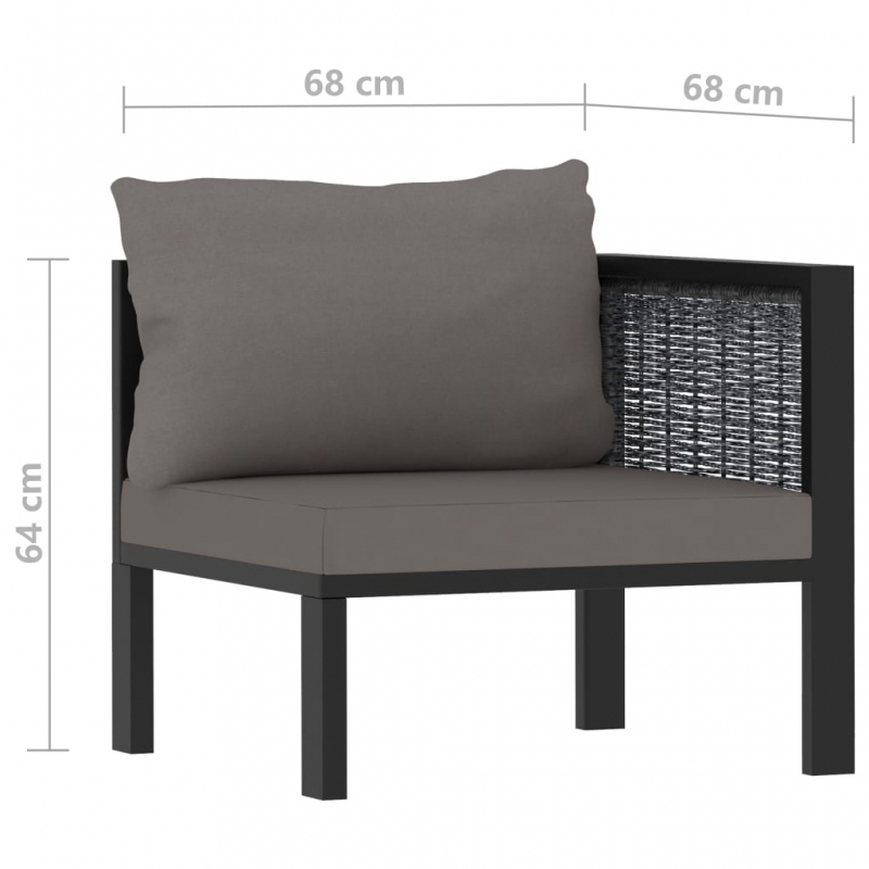 Sofa-Eckelement mit Linker Armlehne Poly Rattan Anthrazit