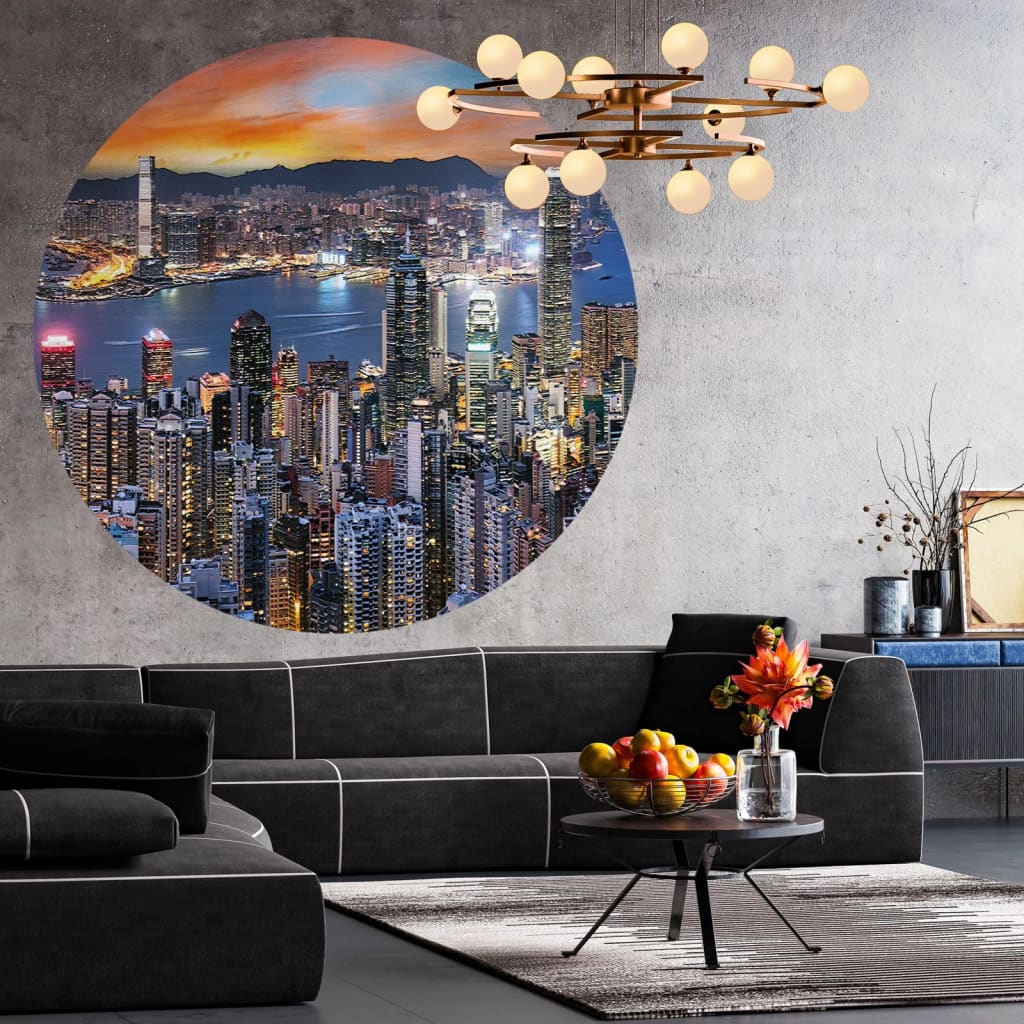 WallArt Fototapete Skyline by Night Rund 190 cm