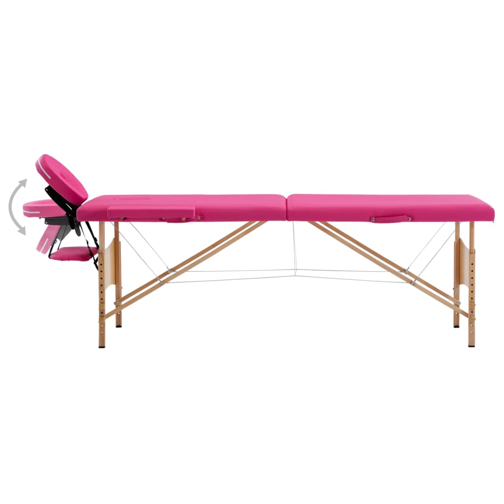 Massagetisch Klappbar 2 Zonen Holz Rosa