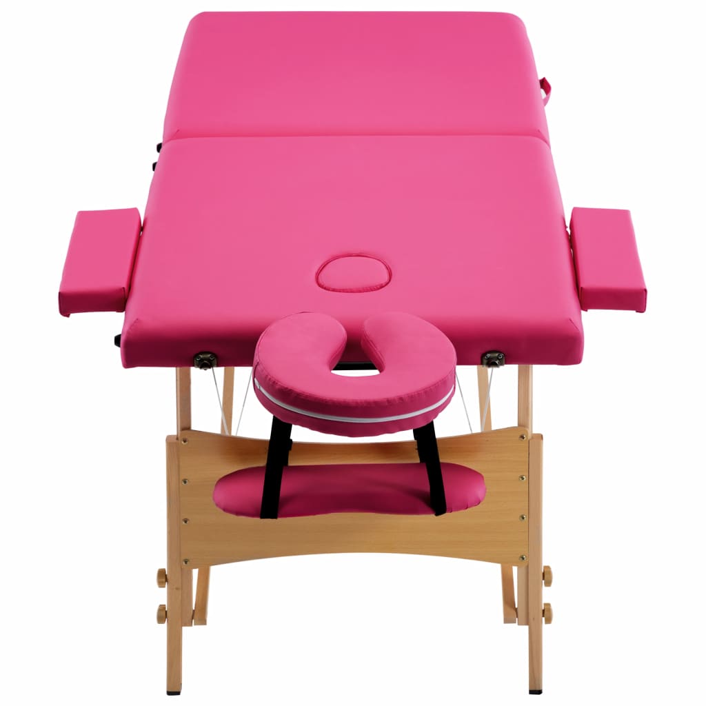 Massagetisch Klappbar 2 Zonen Holz Rosa