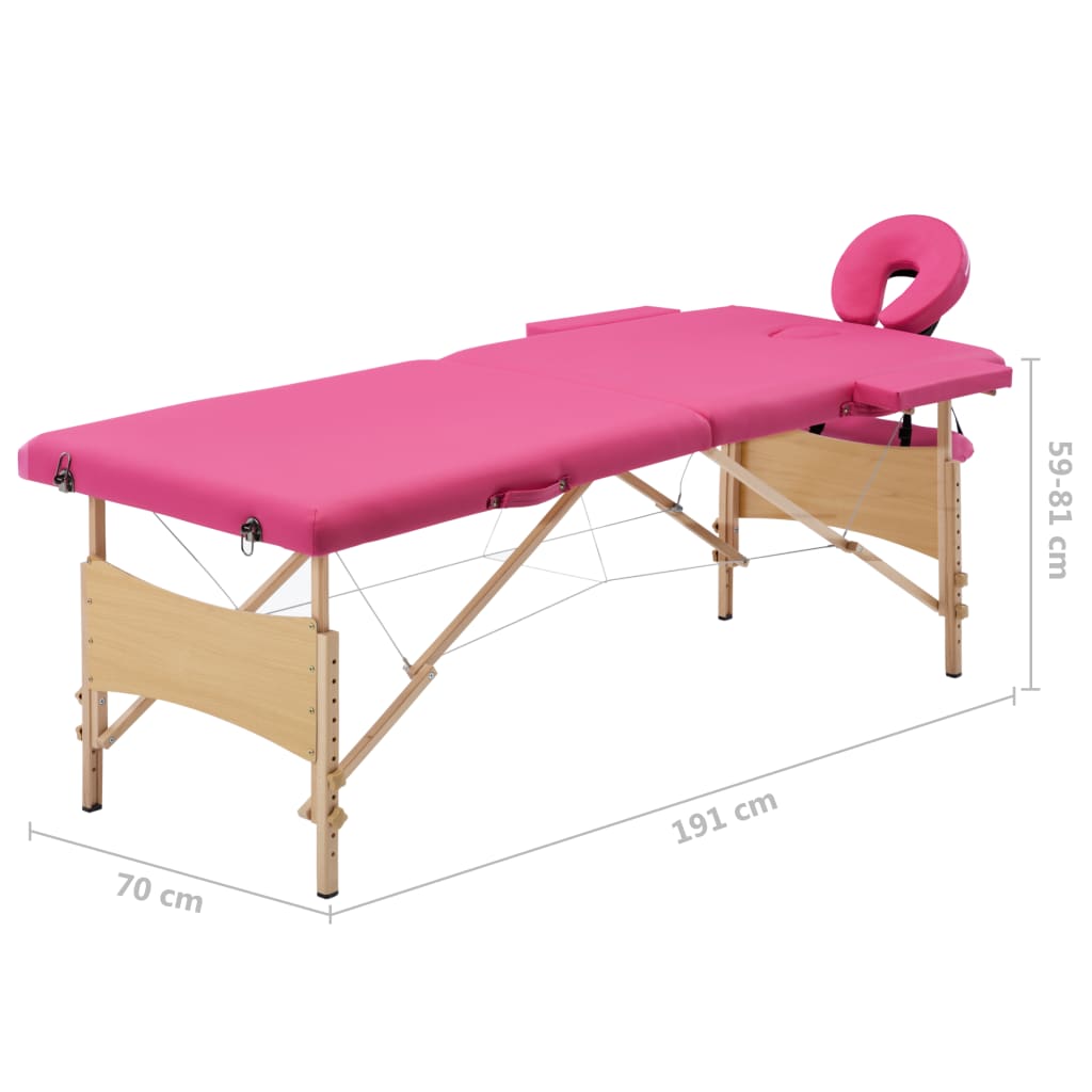 Massagetisch Klappbar 2 Zonen Holz Rosa