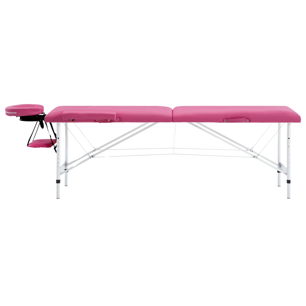 Massagetisch Klappbar 2 Zonen Aluminium Rosa