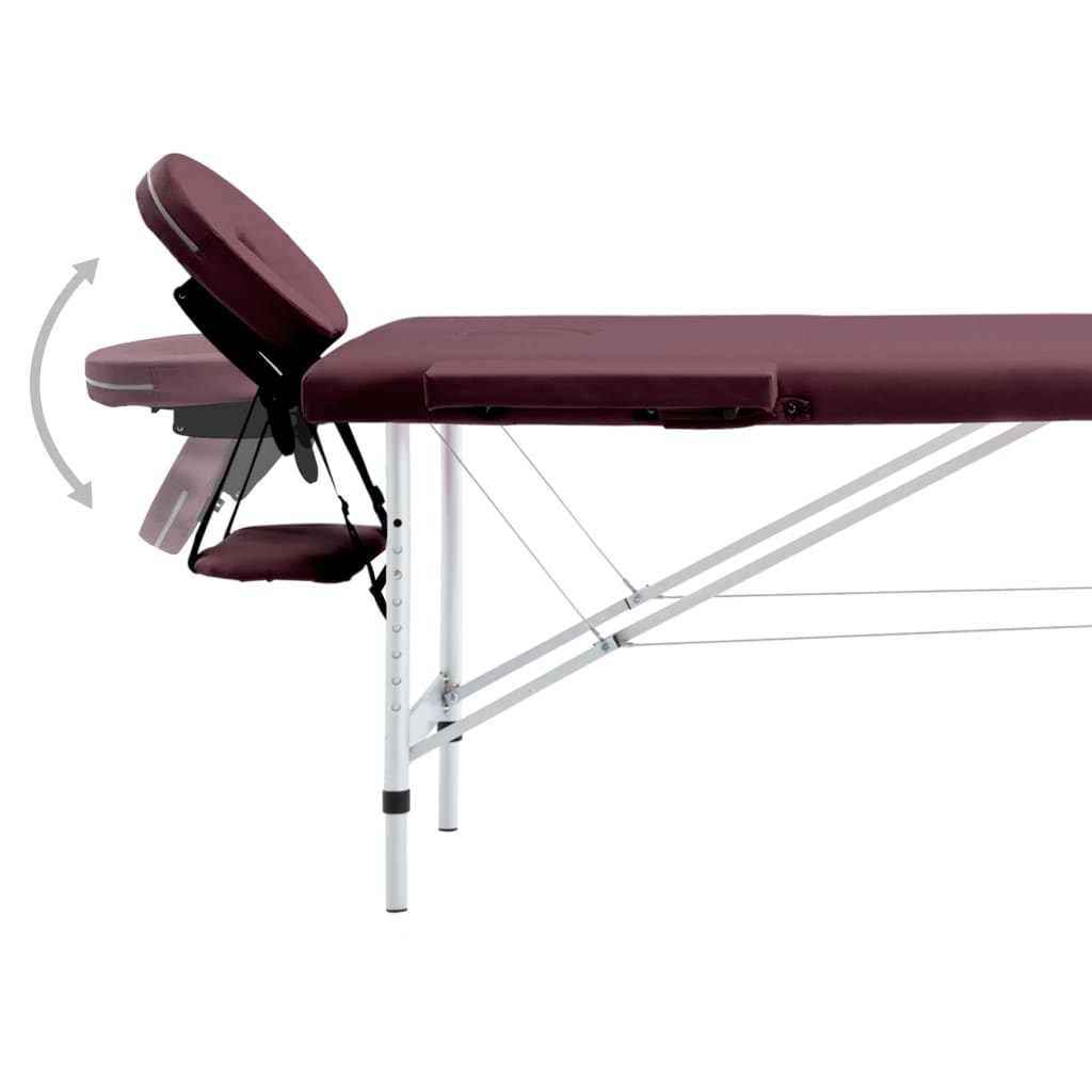 Massagetisch Klappbar 2 Zonen Aluminium Lila