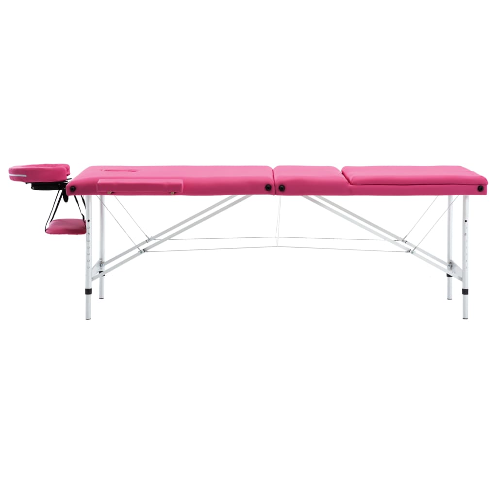 Massagetisch Klappbar 3 Zonen Aluminium Rosa