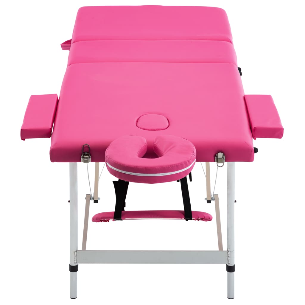 Massagetisch Klappbar 3 Zonen Aluminium Rosa