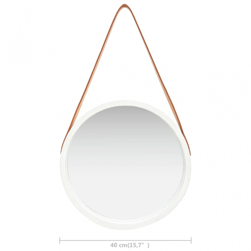 Wandspiegel mit Gürtel 40 cm Weiß