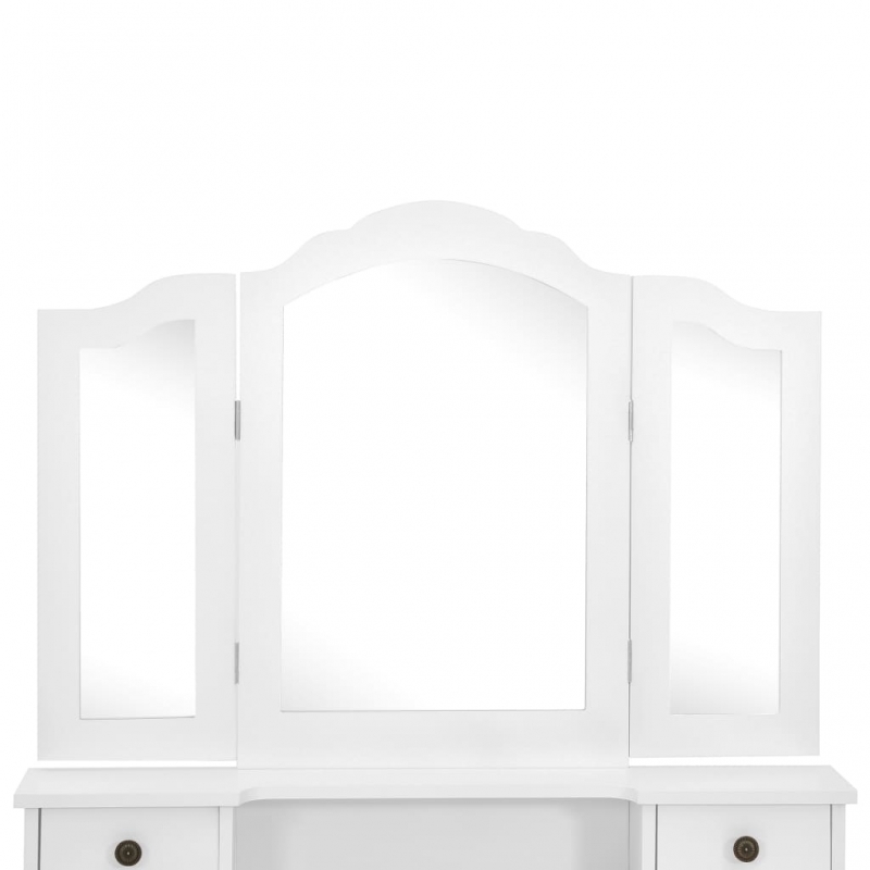 Schminktisch-Set mit Hocker Weiß 80x69x141cm Paulowniaholz