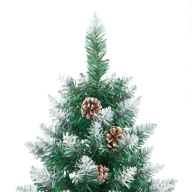 Weihnachtsbaum Schlank mit Echtholz und Schnee Grün 180 cm