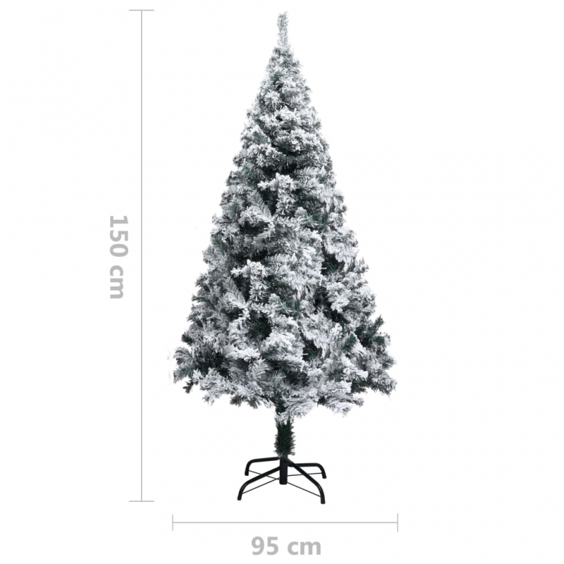 Künstlicher Weihnachtsbaum mit Schnee Grün 150 cm PVC