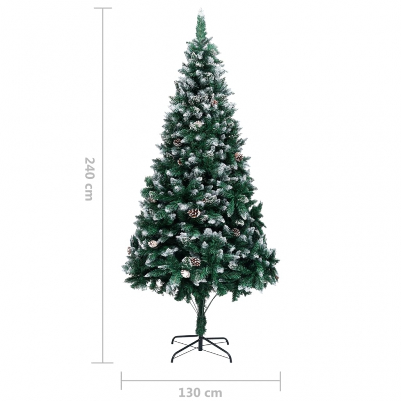 Künstlicher Weihnachtsbaum mit Zapfen und Schnee 240 cm
