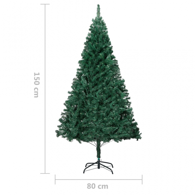 Künstlicher Weihnachtsbaum mit Dicken Zweigen Grün 150 cm PVC