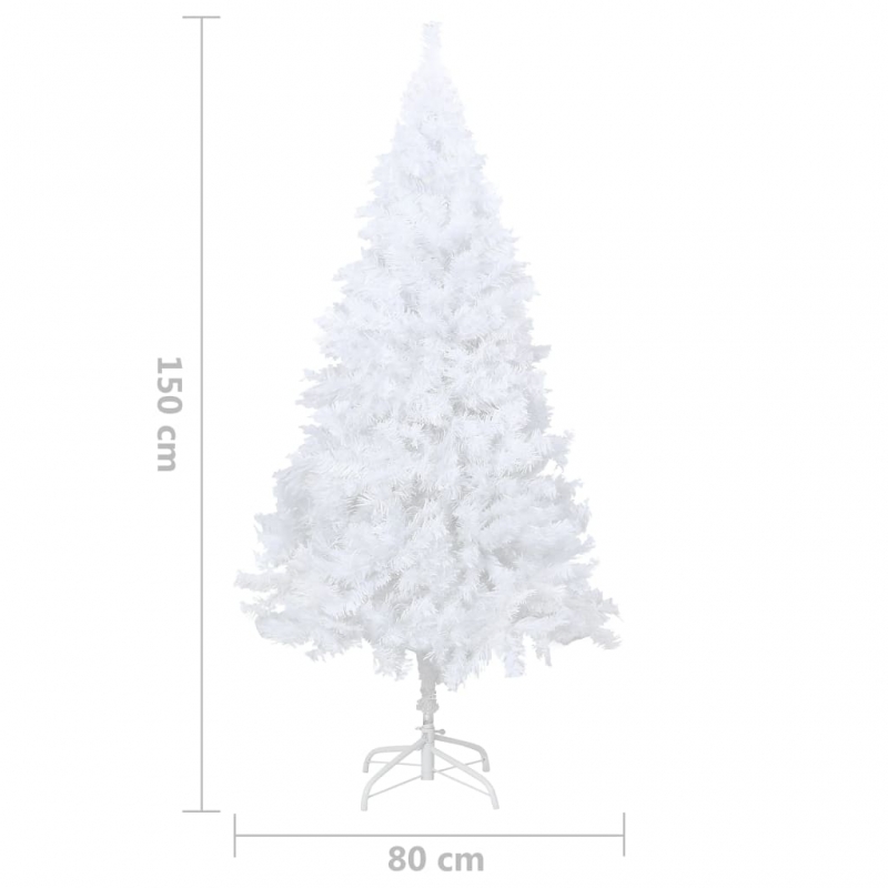 Künstlicher Weihnachtsbaum mit Dicken Zweigen Weiß 150 cm PVC