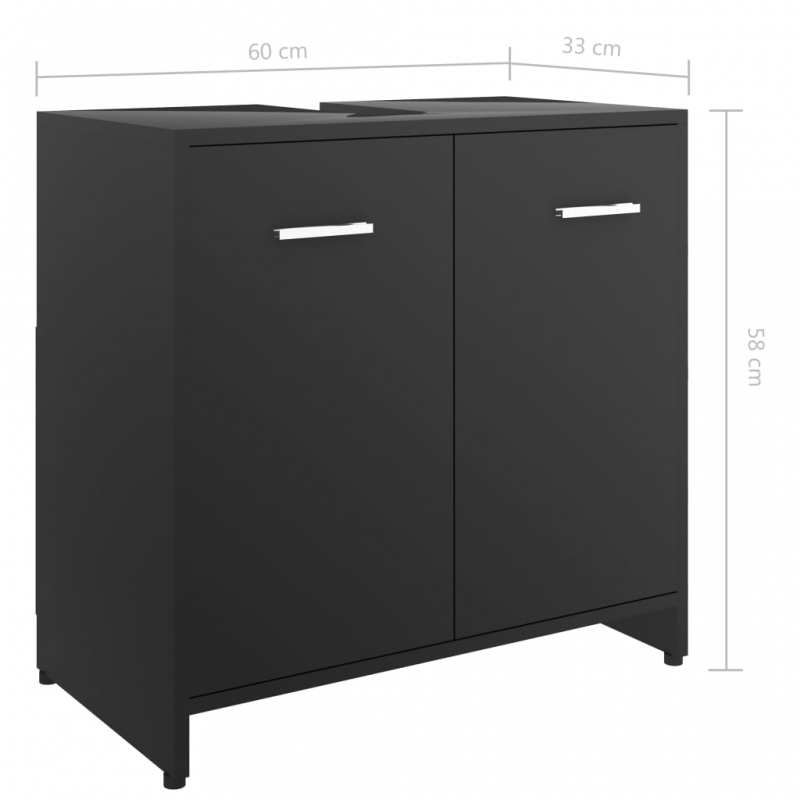 Badezimmerschrank Schwarz 60x33x61 cm Holzwerkstoff