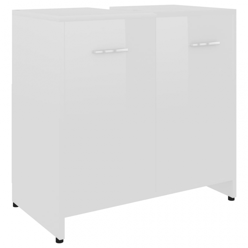 Badezimmerschrank Hochglanz-Weiß 60x33x61 cm Holzwerkstoff
