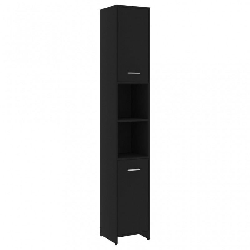 Badezimmerschrank Schwarz 30x30x183,5 cm Holzwerkstoff