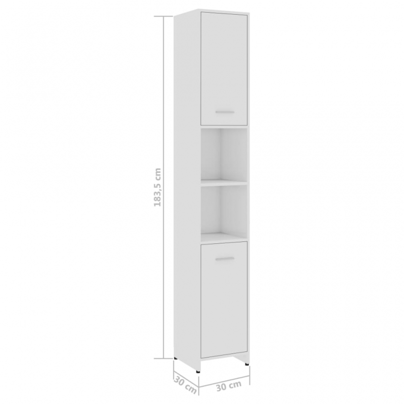 Badezimmerschrank Hochglanz-Weiß 30x30x183,5 cm Holzwerkstoff