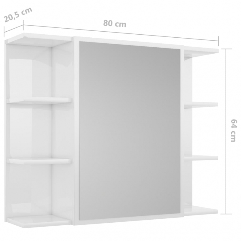 Bad-Spiegelschrank Hochglanz-Weiß 80x20,5x64 cm Holzwerkstoff