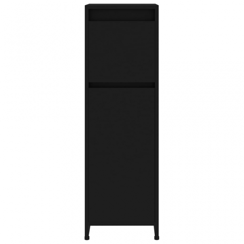 Badezimmerschrank Schwarz 30x30x95 cm Holzwerkstoff