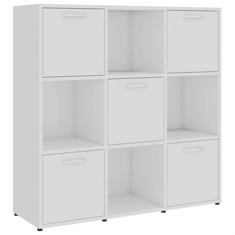 Bücherregal Hochglanz-Weiß 90x30x90 cm Holzwerkstoff