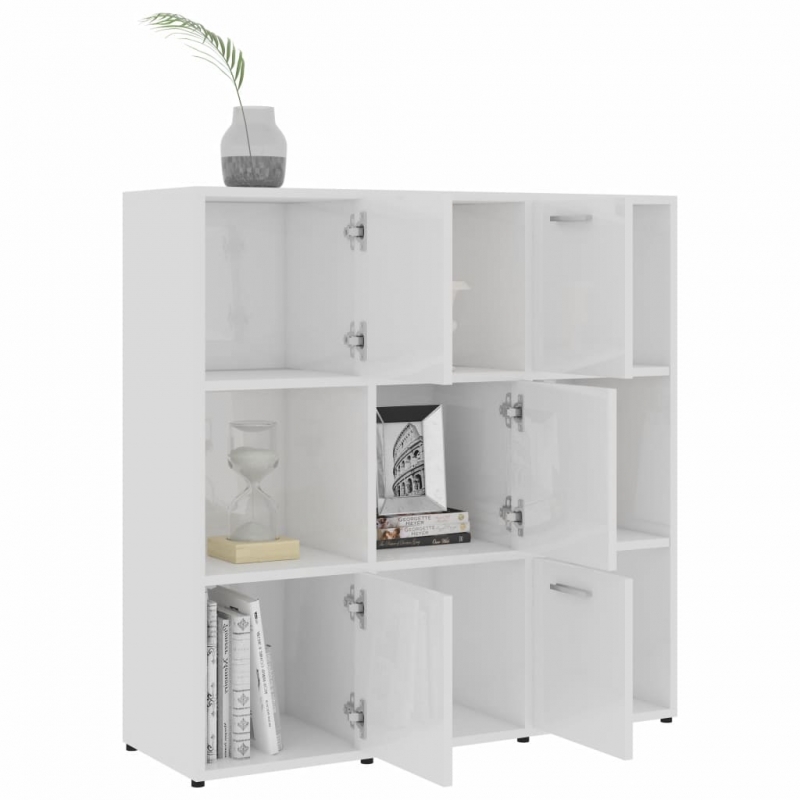 Bücherregal Hochglanz-Weiß 90x30x90 cm Holzwerkstoff