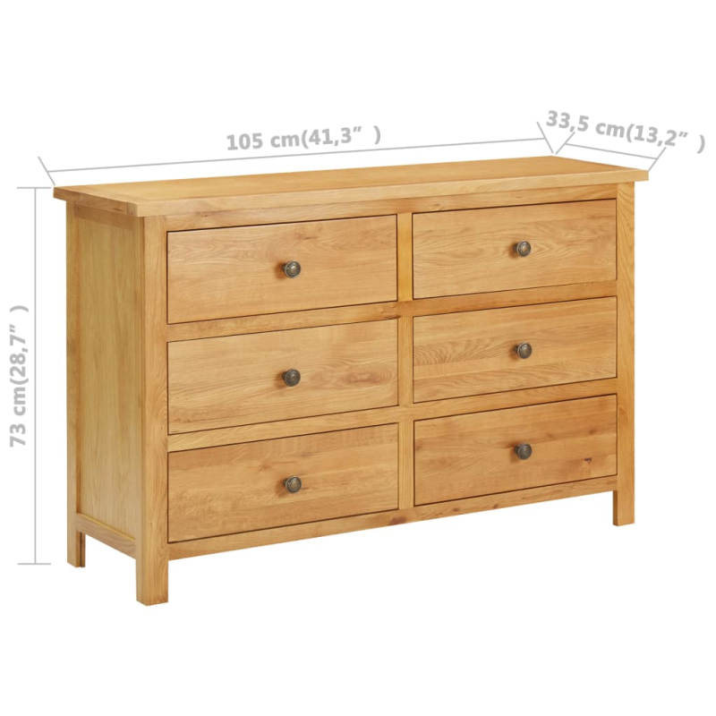 Schubladenschrank 105 x 33,5 x 73 cm Massivholz Eiche