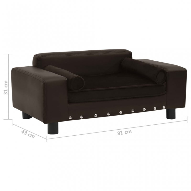 Hundesofa Braun 81x43x31 cm Plüsch und Kunstleder