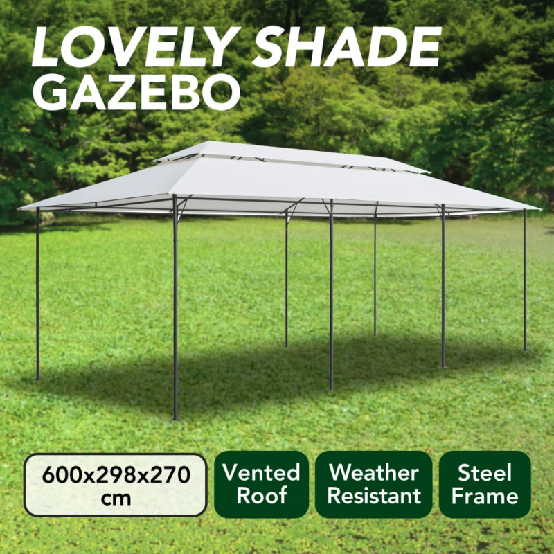 Pavillon 600x298x270 cm Weiß 180g/m²