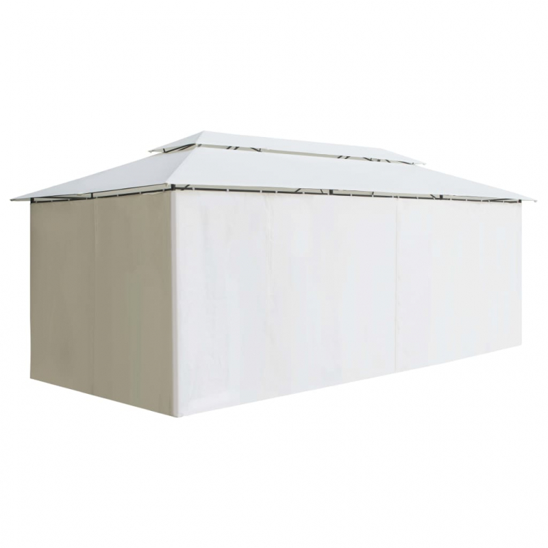 Pavillon mit Vorhängen 600x298x270 cm Weiß 180g/m²