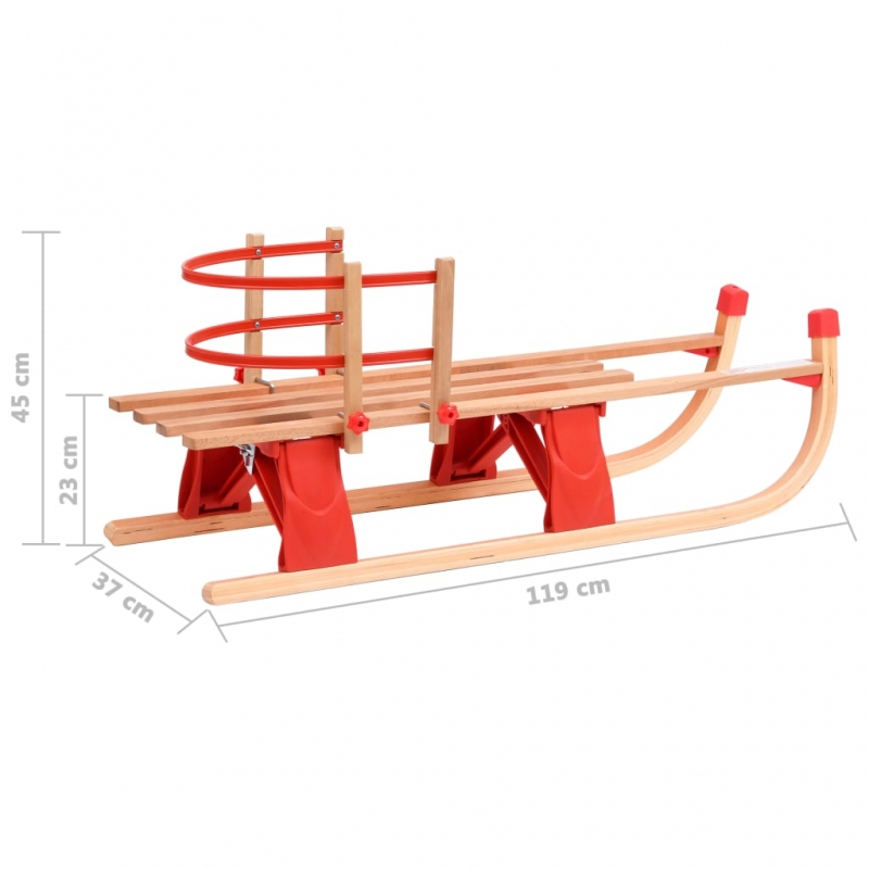 Klappschlitten mit Rückenlehne 119 cm Holz