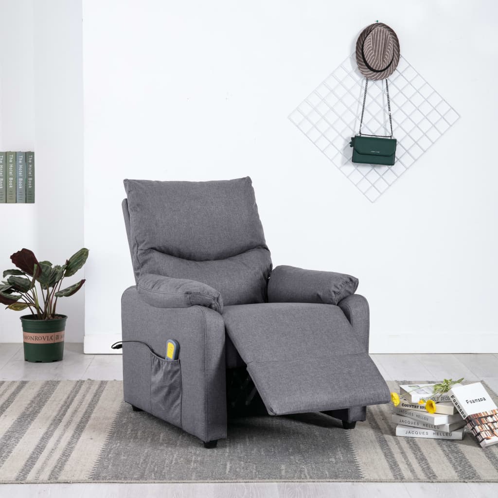 Massagesessel Hellgrau Stoff