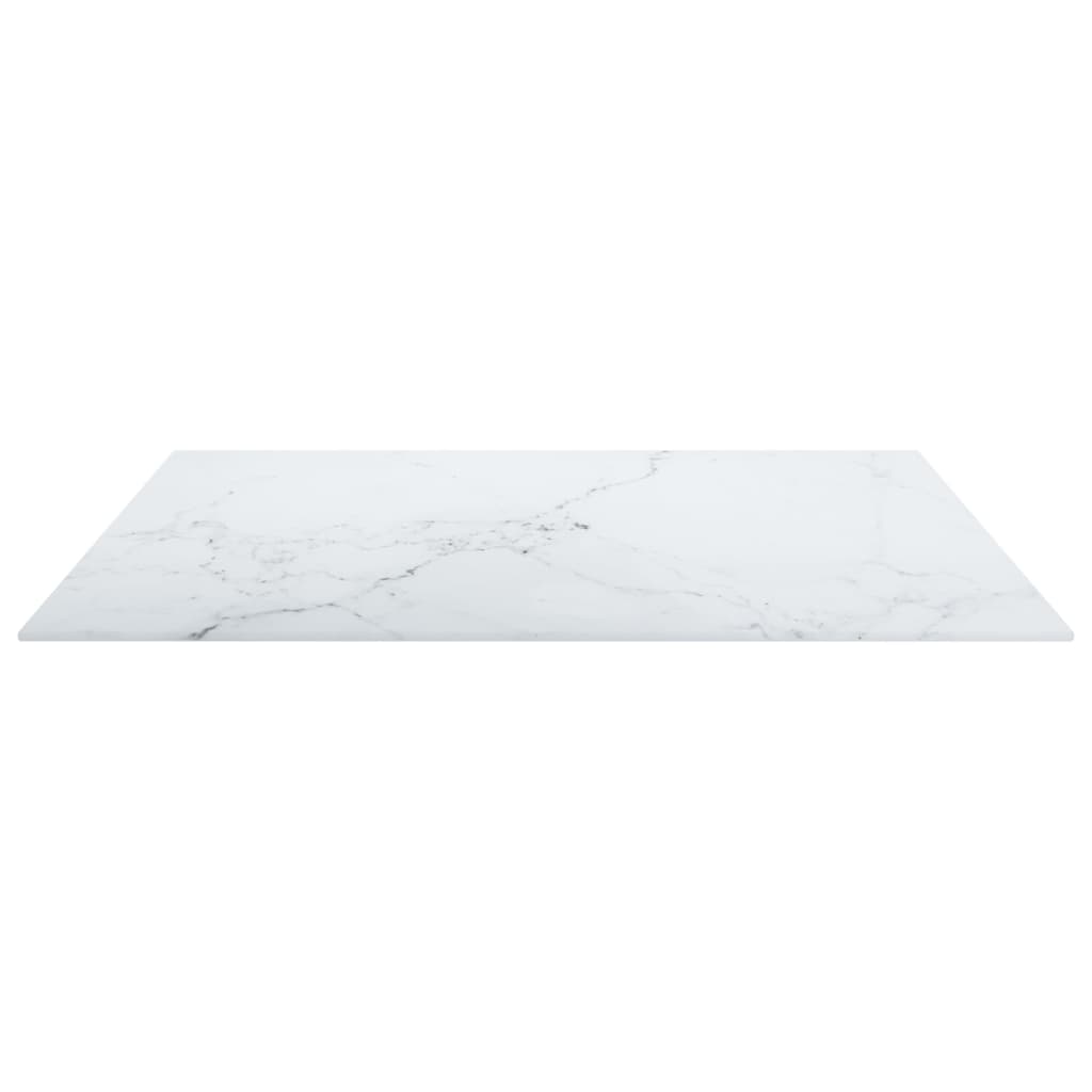 Tischplatte Weiß 70x70 cm 6 mm Hartglas in Marmoroptik