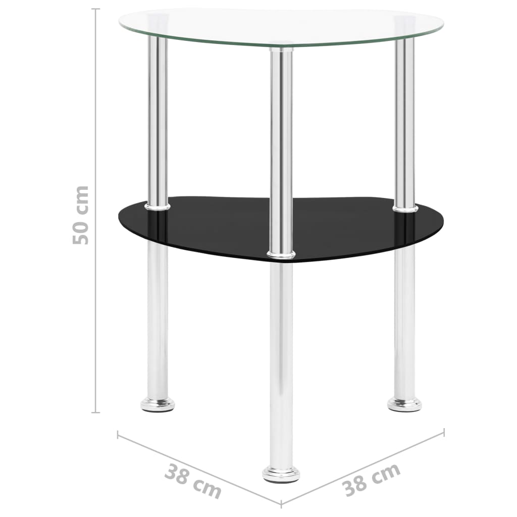 Beistelltisch mit 2 Ablagen Transparent 38x38x50 cm Hartglas