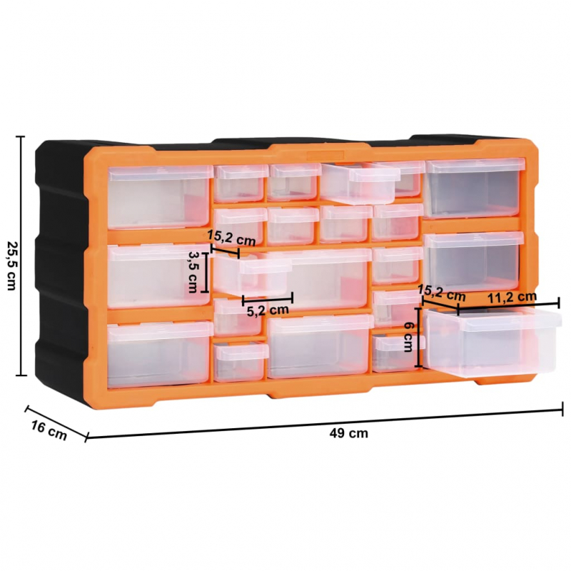 Multi-Schubladen-Organizer mit 22 Schubladen 49x16x25,5 cm